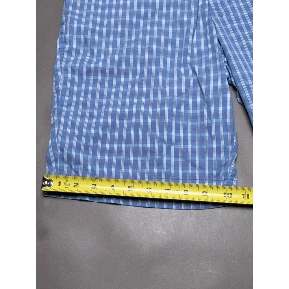 Tommy Bahama Blue Plaid Nylon Bermuda Chino Shorts 34